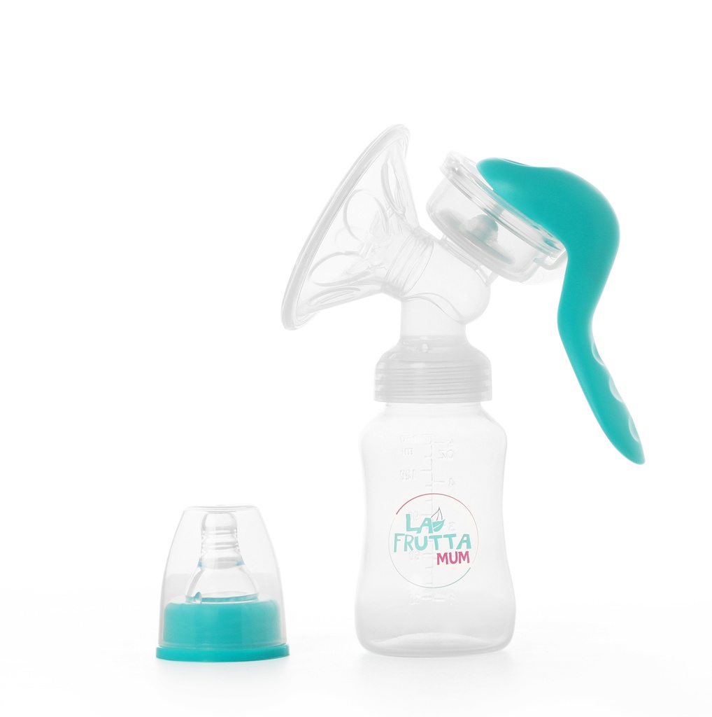 La Frutta MUM Manual Breast Pump Milk Pump, Soft & Gentle, Manual, BPA Free, Classic baby bottle 150 ml, Silicone nipple, Free  milk storage bags are included.