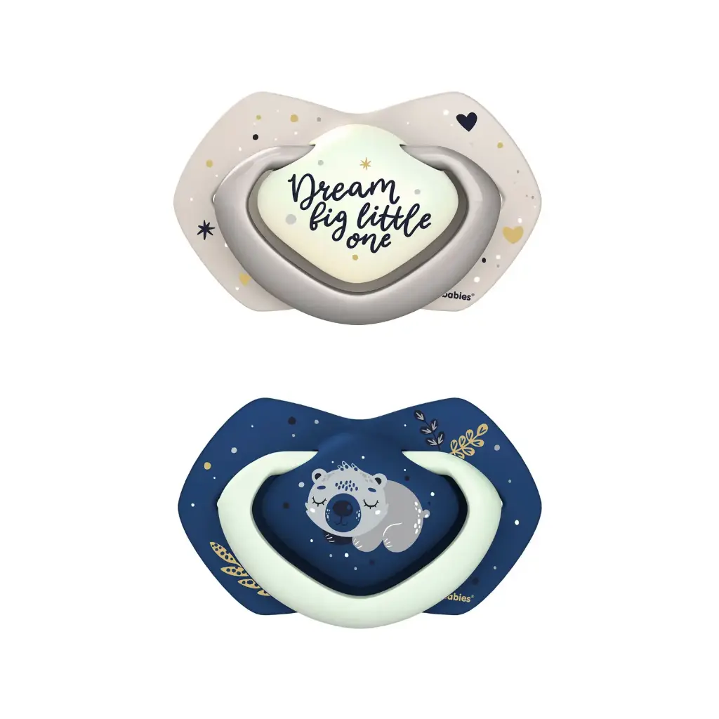 Canpol Babies Silicone Double Soother 0-6Months - Symmetrical Glowing in the Dark Sleepy Koala - Blue 