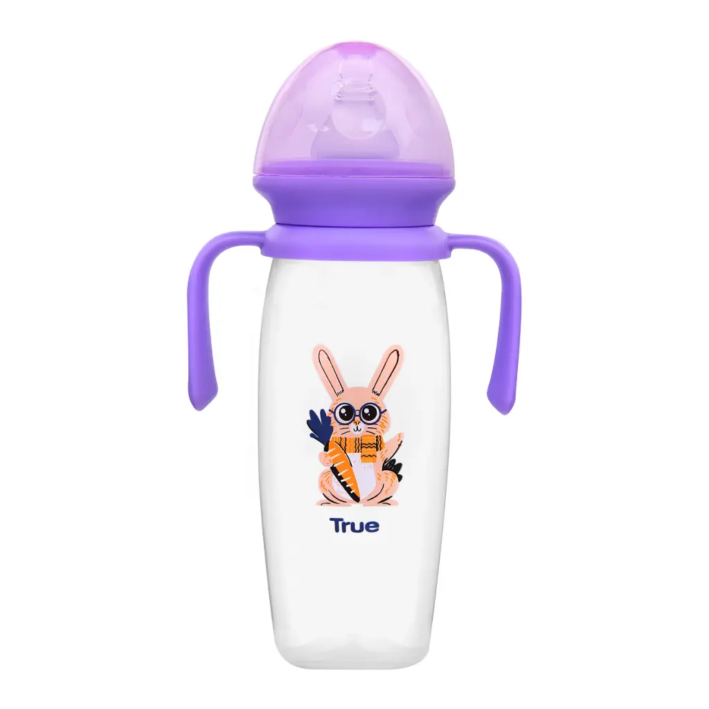 TRUE Gold Standard 270ml Feeding Bottle with Handles +3Months - Purple 