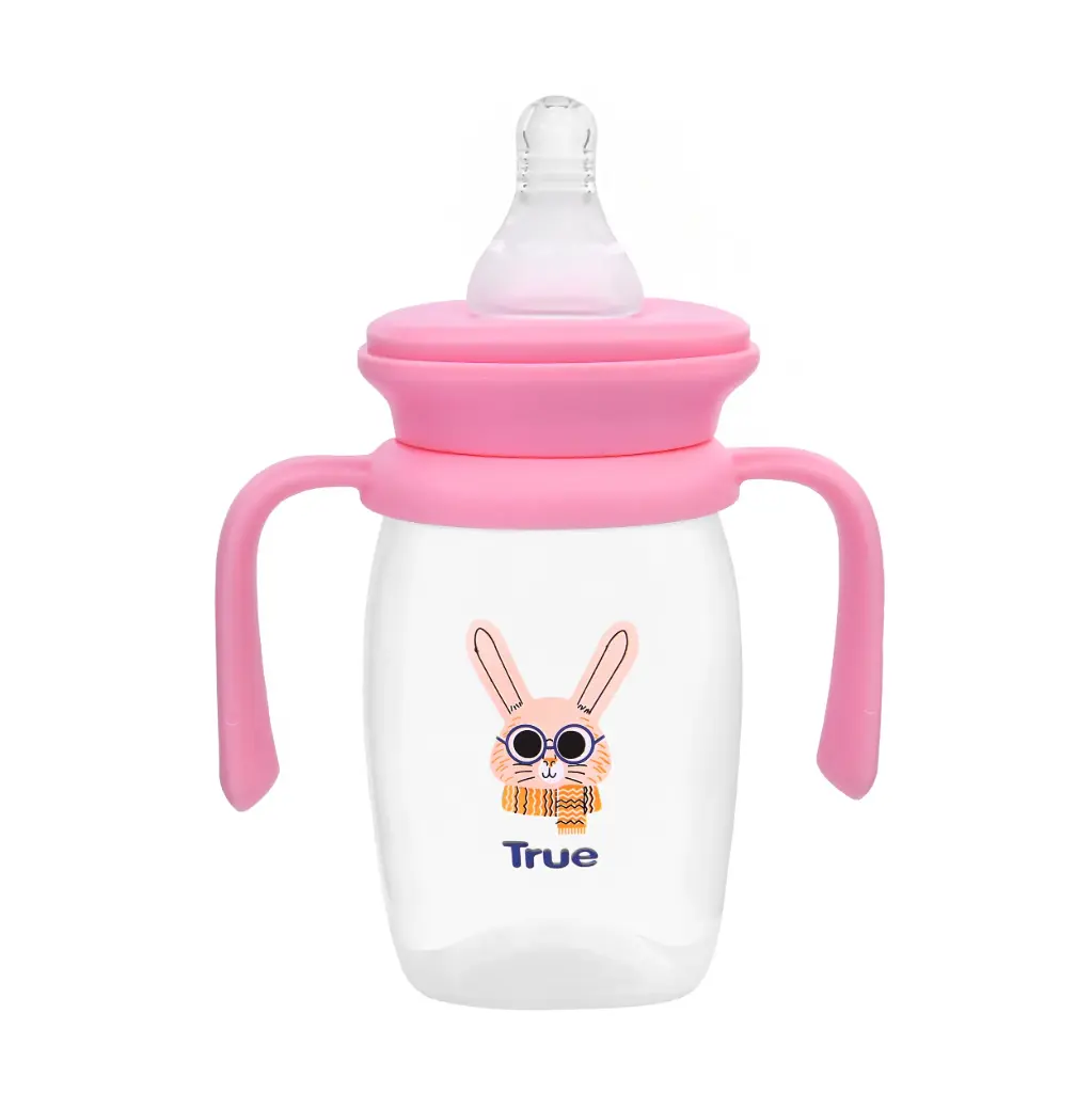 TRUE Gold Standard 150ml Feeding Bottle with Handles +0Months - Pink 