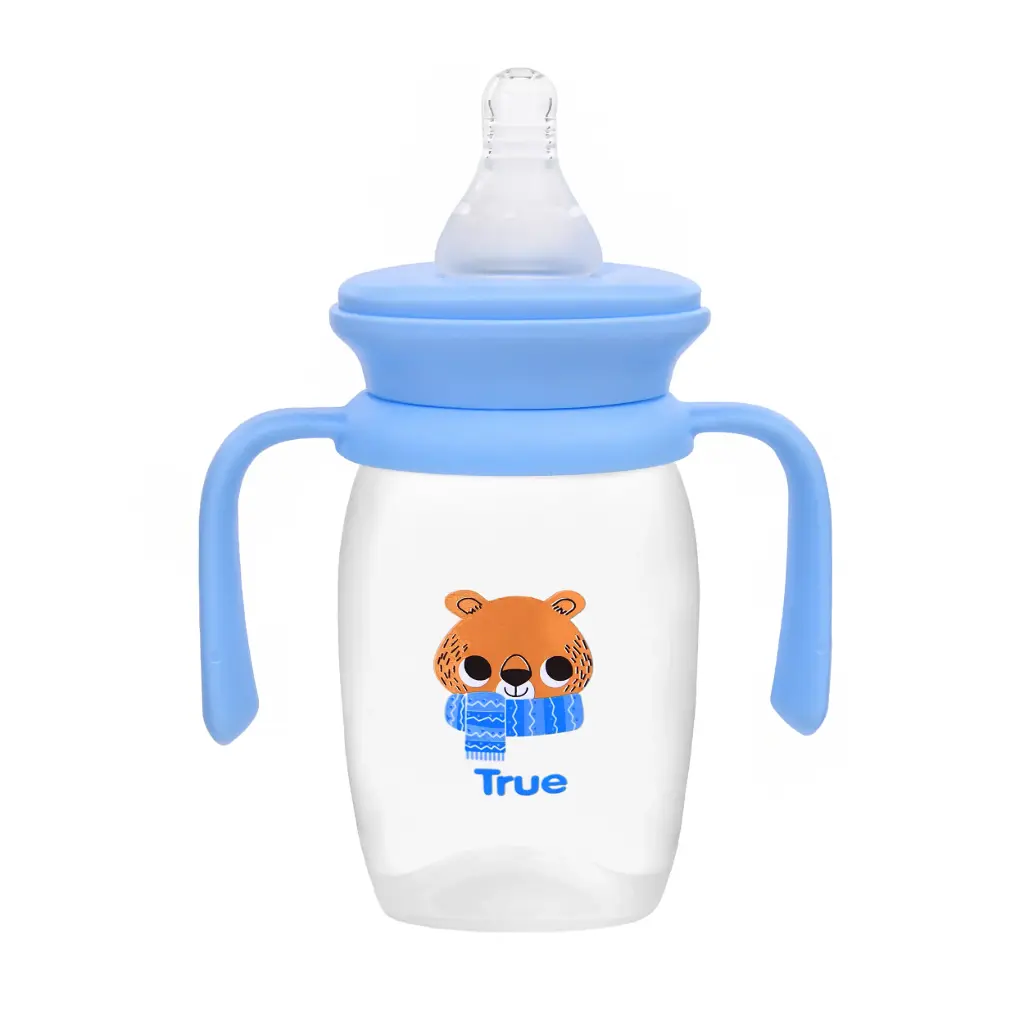 TRUE Gold Standard 150ml Feeding Bottle with Handles +0Months - Blue 