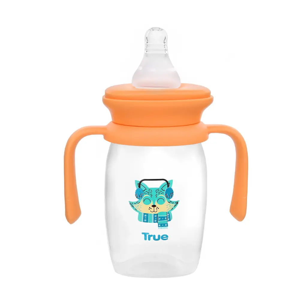 TRUE Gold Standard 150ml Feeding Bottle with Handles +0Months - Orange