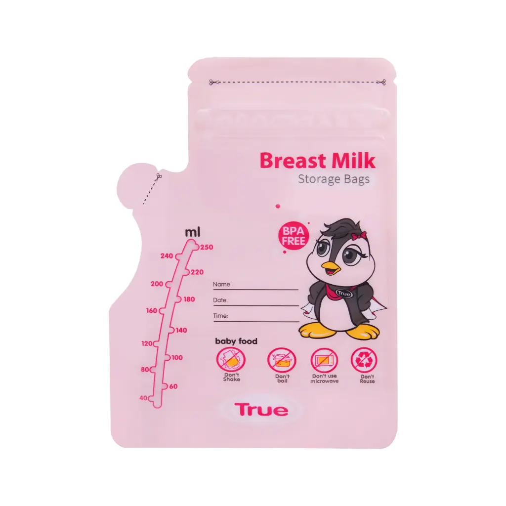 TRUE Breastmilk Storage Bags 30 Bags 250ml - Pink