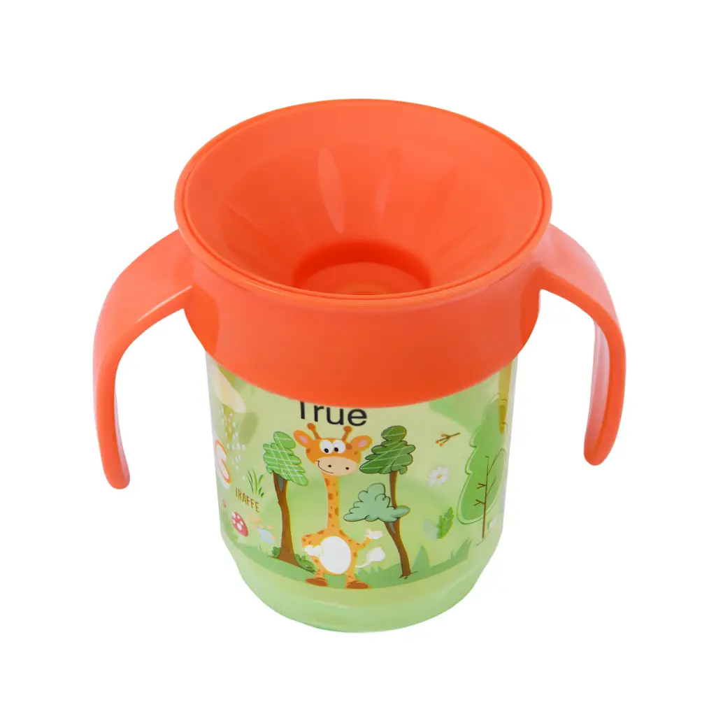 True Gold 360 Degree Cup 12+months 260ml with Handles & Cover - Green