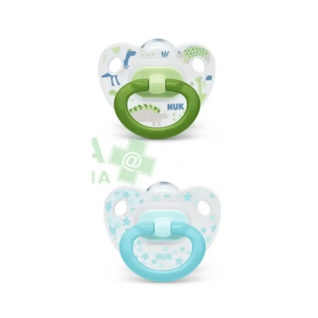 NUK Happy Days Double Orthodontic Pacifier Set in a Case - 6to18Months - Blue - Outlet 
