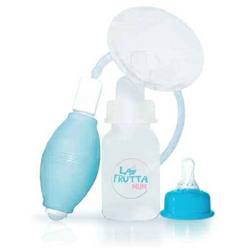 [25509] La Frutta MUM  Manual Breast Pump Milk Pump, Soft & Gentle, Manual, BPA Free, Classic baby bottle 125ml, Silicone nipple, Free  milk storage bags are included.