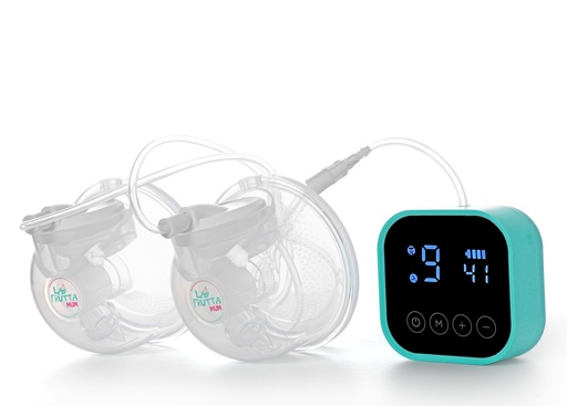 [25120] La Frutta MUM Double Hands-Free Breast Pump 210*2 ml cups, Wearable Pump with Comfortable Flange, 4 Modes & 9 Levels, Electric Breast Pump Portable for Easy Pumping, Smart Display, Wireless, Free milk storage bags are included.