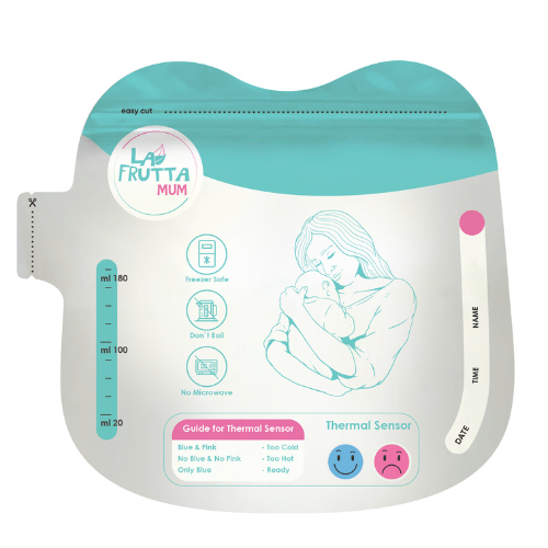 [25418] La Frutta MUM Milk Storage Bags 180ml 18Pcs, Pre-Sterilized, Leak proof, Freezer safe, Double zip lock.