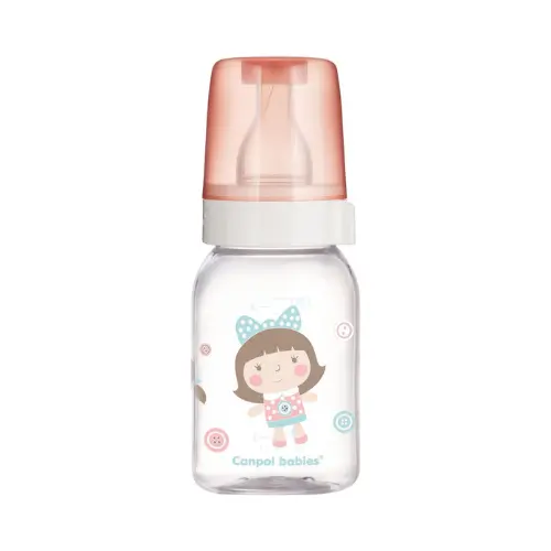 [42/402+] Canpol Babies Standard Glass Bottle 120ml with Silicone Standard Anti-Colic Nipple 3+Months 