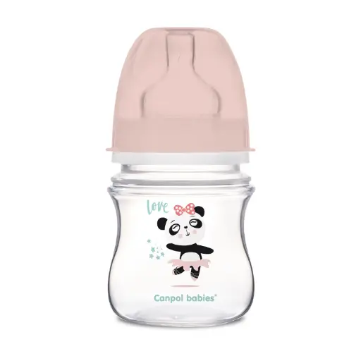 [35-220/] Canpol Babies EasyStart Anti-Colic Wide Neck Bottle 120ml PP Exotic Animals- Pink 