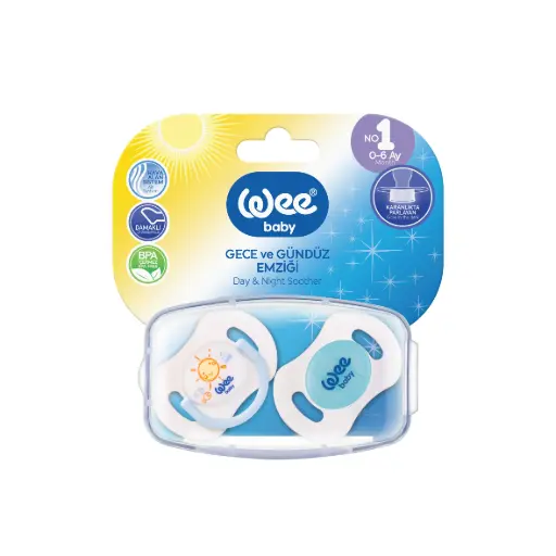 [152-] Wee Baby Day & Night Double Pacifiers Set in a Case 0-6Months - Blue